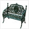 고대 작풍 포도 수확 무쇠 벤치에 있는 구리 녹 정원 무쇠 테이블 그리고 의자